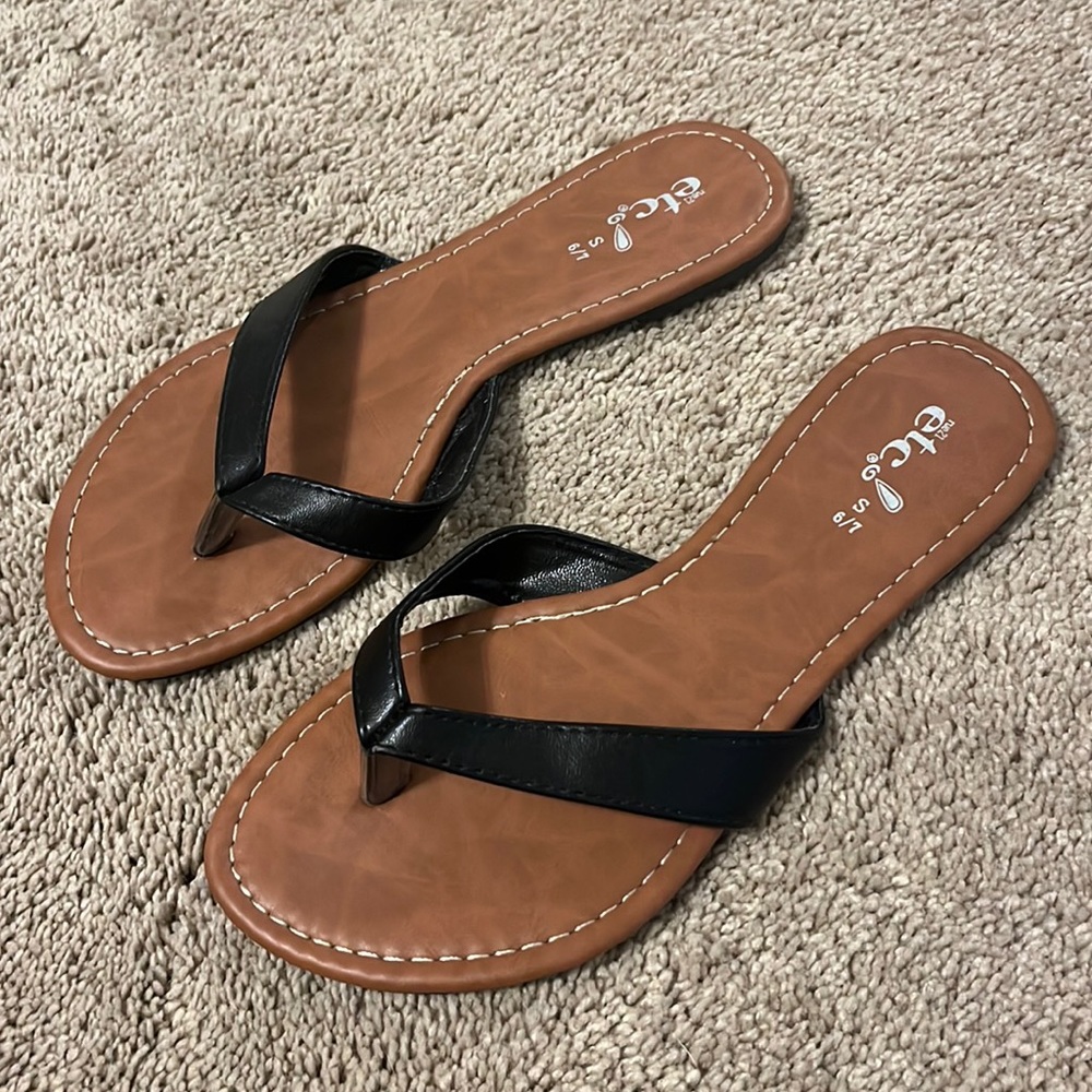 Black Flip Flop Sandals Boho